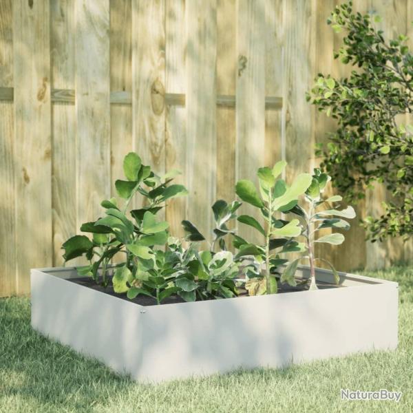 Lit surlev de jardin blanc 100x100x25 cm acier alsavelo