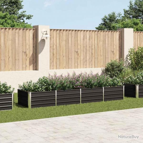 Lit surlev de jardin Anthracite 320x80x45 cm Acier galvanis alsavelo