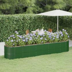 Lit surélevé de jardin Acier enduit de poudre 368x80x68 cm Vert alsavelo