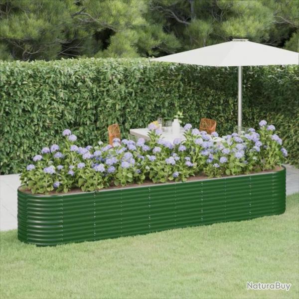 Lit surlev de jardin Acier enduit de poudre 368x80x68 cm Vert