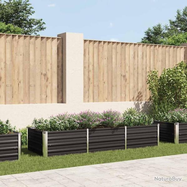 Lit surlev de jardin Anthracite 240x80x45 cm Acier galvanis alsavelo