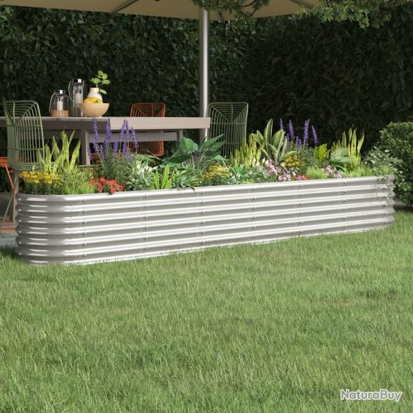 Lit surlev de jardin Acier enduit de poudre Argent alsavelo