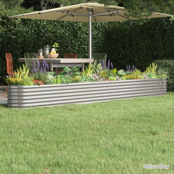 Lit surlev de jardin Acier enduit de poudre Argent alsavelo