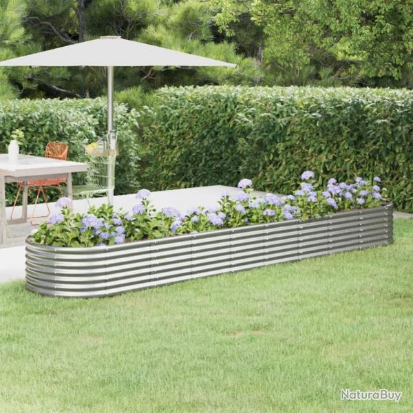 Lit surlev de jardin Acier enduit de poudre Argent alsavelo