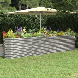 Lit surélevé de jardin Acier enduit de poudre Argenté alsavelo