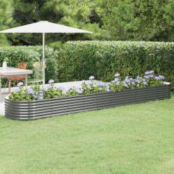Lit surélevé de jardin Acier enduit de poudre 440x80x36 cm gris alsavelo