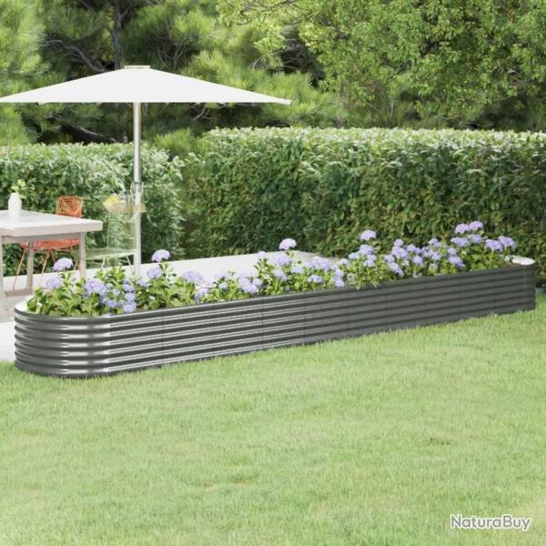 Lit surlev de jardin Acier enduit de poudre 440x80x36 cm gris alsavelo