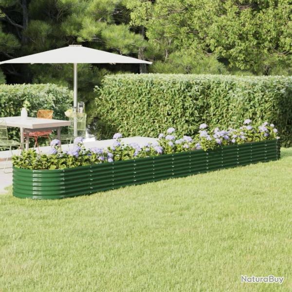 Lit surlev de jardin Acier enduit de poudre 512x80x36 cm Vert alsavelo