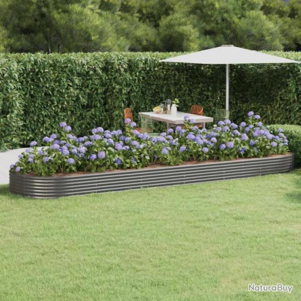 Lit surlev de jardin Acier enduit de poudre 523x140x36cm gris