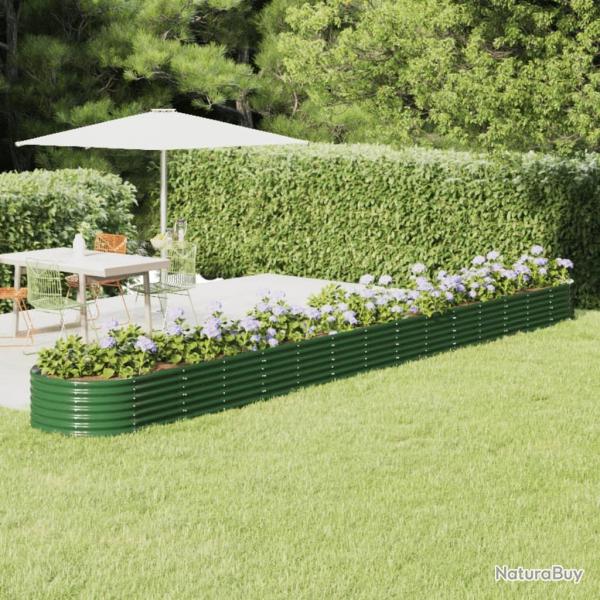 Lit surlev de jardin Acier enduit de poudre 620x80x36 cm Vert alsavelo