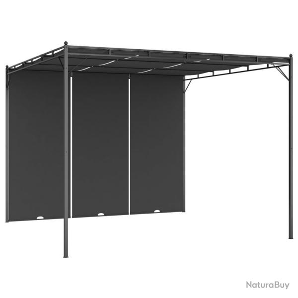 Belvdre de jardin avec rideau latral 3x3x2,25 m Anthracite alsavelo