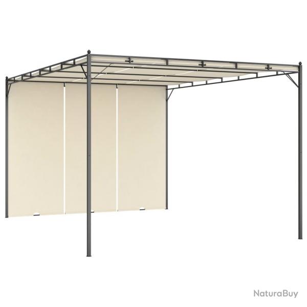 Belvdre de jardin avec rideau latral 4x3x2,25 m Crme alsavelo