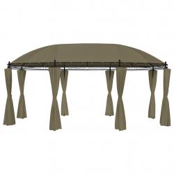 Belvédère avec rideaux 520x349x255 cm Taupe 180 g/m² alsavelo