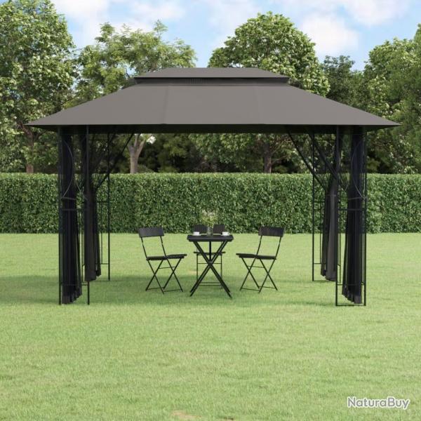 Belvdre avec parois latrales anthracite 400x300x270 cm acier alsavelo