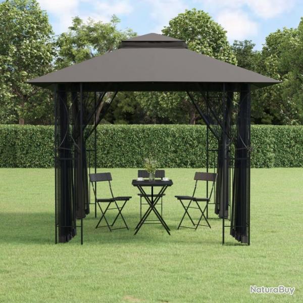 Belvdre avec parois latrales anthracite 300x300x270 cm acier alsavelo