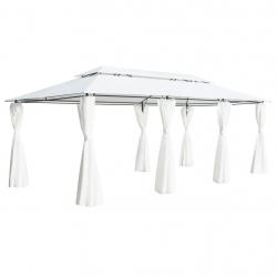 Belvédère avec rideaux 600x298x270 cm Blanc 180 g/m² alsavelo
