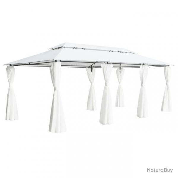 Belvdre avec rideaux 600x298x270 cm Blanc 180 g/m