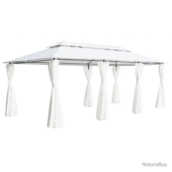 Belvdre avec rideaux 600x298x270 cm Blanc 180 g/m alsavelo