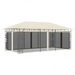 Belvédère avec moustiquaire 6x3x2,73 m Crème alsavelo