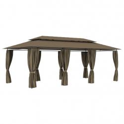 Belvédère avec rideaux 600x298x270 cm Taupe 180 g/m² alsavelo