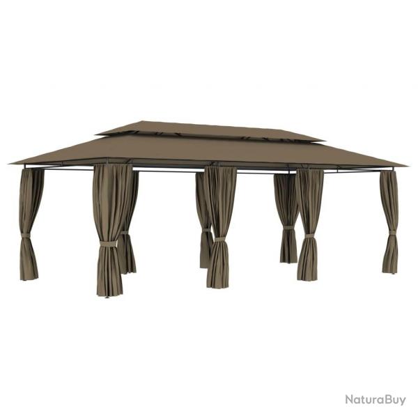 Belvdre avec rideaux 600x298x270 cm Taupe 180 g/m alsavelo