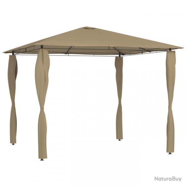 Belvdre avec revtement de poteaux 3x3x2,6 m Taupe 160 g/m