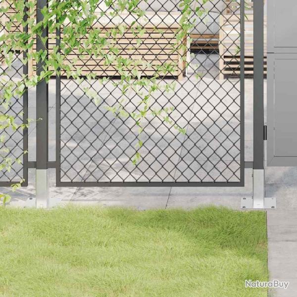 Bases de poteau carres 4 pcs argent 46x46 mm acier galvanis alsavelo