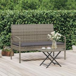 Banc de jardin avec coussin gris 105 cm résine tressée alsavelo