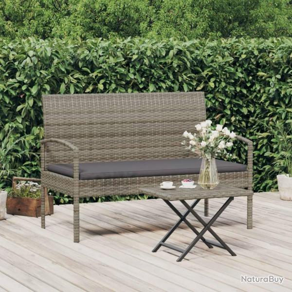 Banc de jardin avec coussin gris 105 cm rsine tresse alsavelo