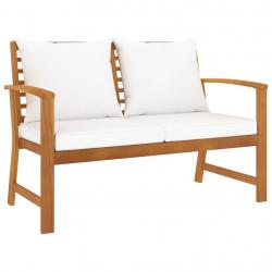 Banc de jardin avec coussin crème 120 cm Bois solide d'acacia alsavelo