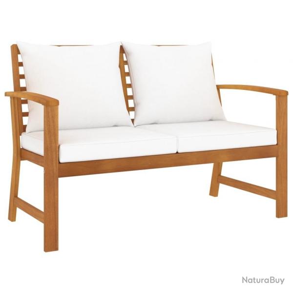 Banc de jardin avec coussin crme 120 cm Bois solide d'acacia alsavelo