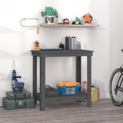 Banc de travail Gris 80x50x80 cm Bois de pin massif alsavelo