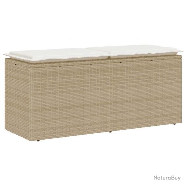 Banc de jardin avec coussin beige 110x40x44 cm rsine tresse alsavelo