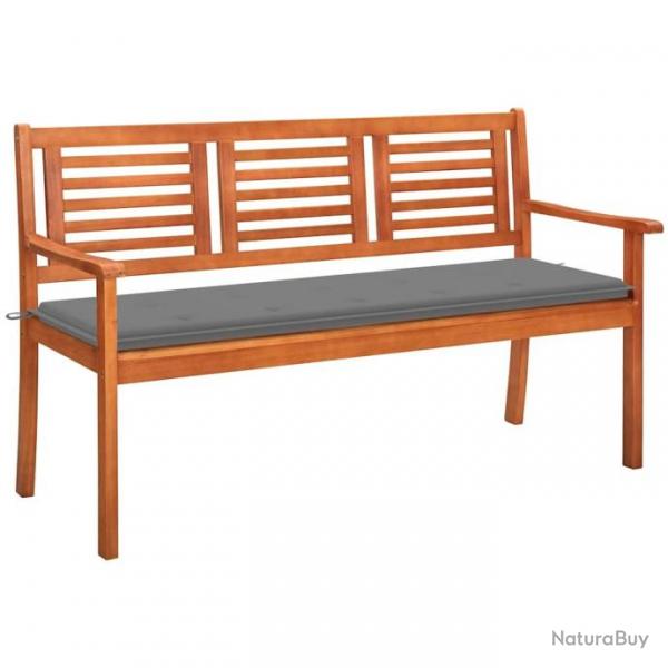 Banc de jardin 3 places avec coussin 150 cm Bois d'eucalyptus