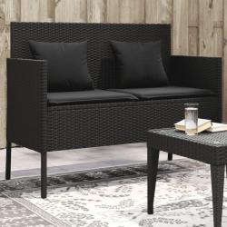 Banc de jardin avec coussins noir résine tressée