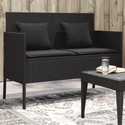 Banc de jardin avec coussins noir résine tressée alsavelo