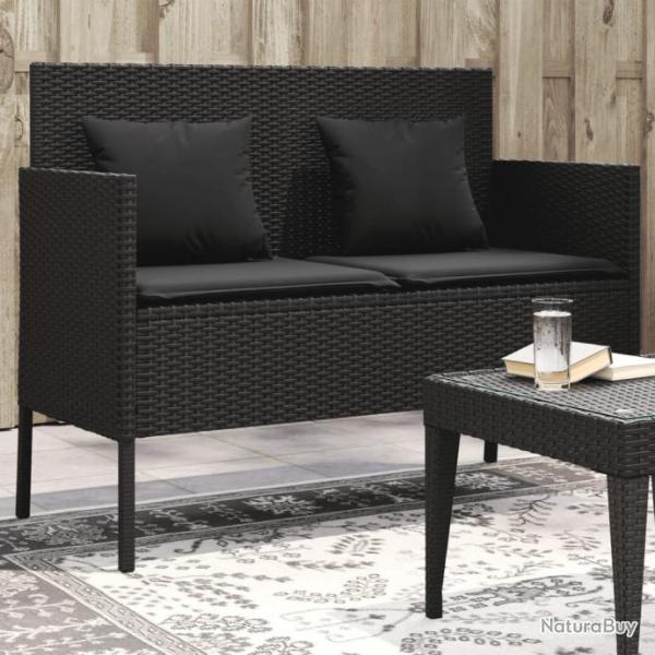 Banc de jardin avec coussins noir rsine tresse