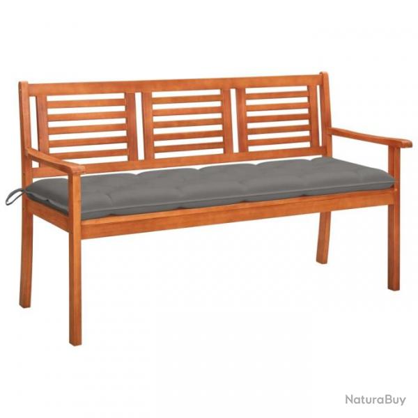 Banc de jardin 3 places avec coussin 150 cm Bois d'eucalyptus