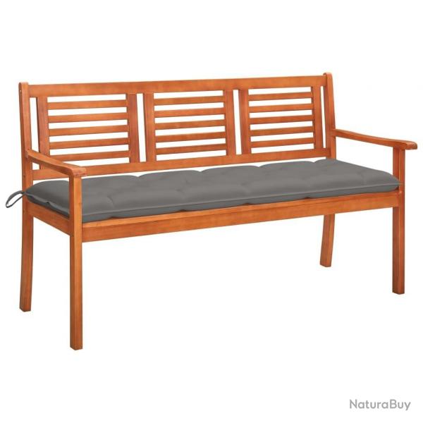 Banc de jardin 3 places avec coussin 150 cm Bois d'eucalyptus alsavelo