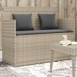 Banc de jardin avec coussins gris clair résine tressée alsavelo