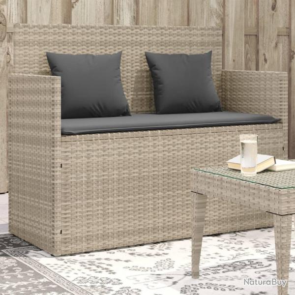 Banc de jardin avec coussins gris clair rsine tresse alsavelo
