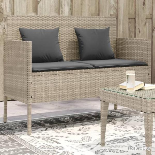 Banc de jardin avec coussins gris clair rsine tresse