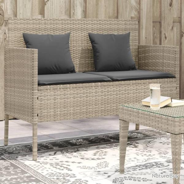 Banc de jardin avec coussins gris clair rsine tresse alsavelo