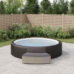 Bancs de spa avec coussins lot de 2 gris résine tressée