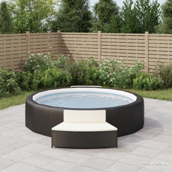 Bancs de spa avec coussins lot de 2 noir rsine tresse