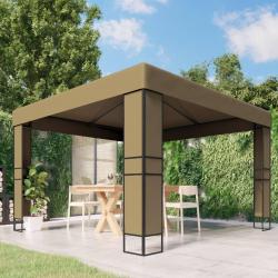 Belvédère avec double toit 3x3x2,7 m Taupe 180 g/m² alsavelo