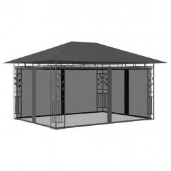 Belvédère avec moustiquaire 4x3x2,73 m Anthracite 180 g/m² alsavelo