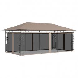 Belvédère avec moustiquaire 6x3x2,73 m Taupe 180 g/m² alsavelo