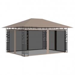 Belvédère avec moustiquaire 4x3x2,73 m Taupe 180 g/m² alsavelo