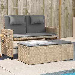 Banc inclinable de jardin avec coussins beige résine tressée